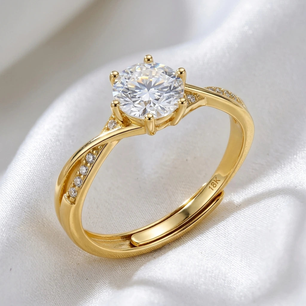 Princess Ring Gold 18k Moissanit