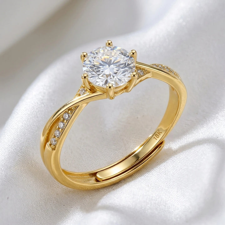 Princess Ring Gold 18k Moissanit